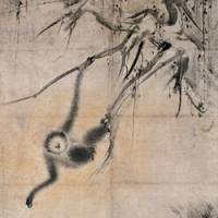 A section from \"Monkeys in a Withered Tree\" by Hasegawa Tohaku, which comprises two ink-on-paper scrolls. | DAN GRAHAM