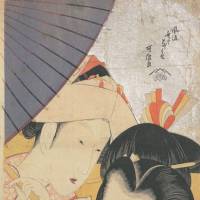 Katsushika Hokusai\'s \"The Seven Foibles of Young Women: The Telescope\" (1801-04) will be on display at the Nezu Museum until June 23. | HAGI URAGAMI MUSEUM