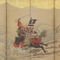 Soga Shohaku\'s \"Race at the Uji River,\" a six-paneled folding screen, 18th century) | THE FEINBERG COLLECTION