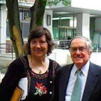 Carpenter poses with Japanese literature scholar Donald Keene at Doshisha Women\'s College in the city in July 2009. | YOSHIAKI MIURA PHOTO