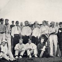 Men o’ war: The Royal Navy team for the first cricket match in Japan, on June 25, 1863, in Yokohama, with Harry Rawson and Albert Markham seated (center, left and right). Death threats sparked Japan's first cricket game
