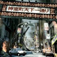 The gate to Kamurocho in a scene from next year\'s \"Ryu ga Gotoku: Of the End,\" which pits the series\' characters against zombies. | DANIEL ROBSON PHOTO