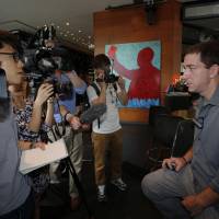 Major scoop: Guardian reporter Glenn Greenwald speaks to reporters in Hong Kong on Monday about his interview with Edward Snowden. | AP