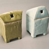 ‘Incense burner : A’ and “Incense burner : Om” by Osamu Suzuki. Crawling through the mud in style