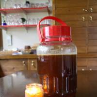 Rich pickings: My pot of honey and fragrant candle courtesy of the sauna bees | C.W. NICOL PHOTOS