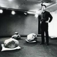 New art: Lee Ufan in 1971 at Pinar Gallery in Tokyo, where he showed a disconcerting combination of rocks and cushions in a work typical of the Mono-ha style. | SHIGEO ANZAI PHOTO