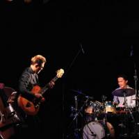 Kazumi Watanabe, drummer Hiroyuki Noritake and bassist Yosuke Inoue perform songs from the guitarist\'s album \"Jazz Impression\" in Sendai on May 13. | RYO TANIKAWA