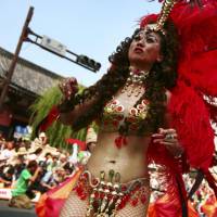 Samba in the city: A costumed dancer takes part in last year\'s Asakusa Samba Carnival. | AP PHOTO