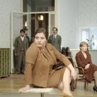 Engagingly nonlinear: The cast of Christoph Marthaler\'s unusual play, \"Riesenbutzbach,\" perform paranoid villagers who feel their every move is being watched, at the Vienna Festival in 2009. | &#169; DOROTHEA WIMMER