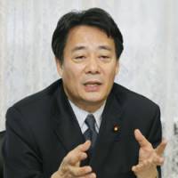 The agenda: New economic and fiscal policy minister Banri Kaieda speaks during an interview on Monday. | KYODO PHOTO