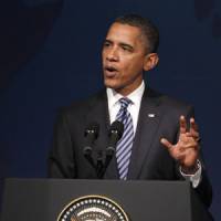 On point: U.S. President Barack Obama delivers remarks at the APEC CEO Summit on Saturday ahead of the Asia-Pacific Economic Cooperation forum meeting later in the day. | AP PHOTO