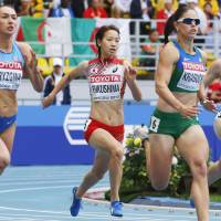 Not fast enough: Sprinter Chisato Fukushima finishes sixth in her 200-meter heat on Thursday, running 23.85 seconds. | KYODO