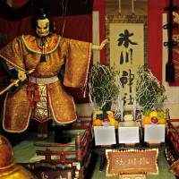 Chirpy celebrations: A pair of life-size dashi ningyō (festival-float dolls) is among the decorations laid out for a street festival in Honmura-Machi. Solitude is where you find it