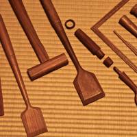 A selection of wooden instruments carved by a local craftsman. | KIT NAGAMURA
