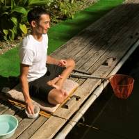 Masatoshi Nakamura engages in gentle blood sport at secluded fishing hole Shurakuen. | KIT NAGAMURA
