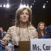 Hot seat: Caroline Kennedy is grilled last Thursday by the U.S. Senate Foreign Relations Committee on her nomination as ambassador to Japan. TPP, Hague treaty, Senkakus to top agenda for Kennedy