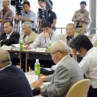 Testing the waters: Members of the Fukushima Prefectural Federation of Fisheries Cooperative Associations attend a meeting Tuesday in the city of Fukushima on resuming operations. | KYODO