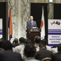 Opportunities: Angolan Minister of Geology and Mines Francisco Manuel Monteiro de Queiroz gives the keynote address at the Angola Investment Seminar held Sept. 4 in Tokyo. | EMBASSY OF ANGOLA
