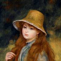 Pierre-Auguste Renoir\'s \"La jeune fille aux longs cheveux (Jeune fille au chapeau de paille)\" (1884) | MITSUBISHI ICHIGOKAN MUSEUM, TOKYO