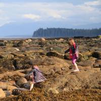 The twins playing on tidal rocks near Port Hardy, Vancouver Island. | C.W. NICOL PHOTO