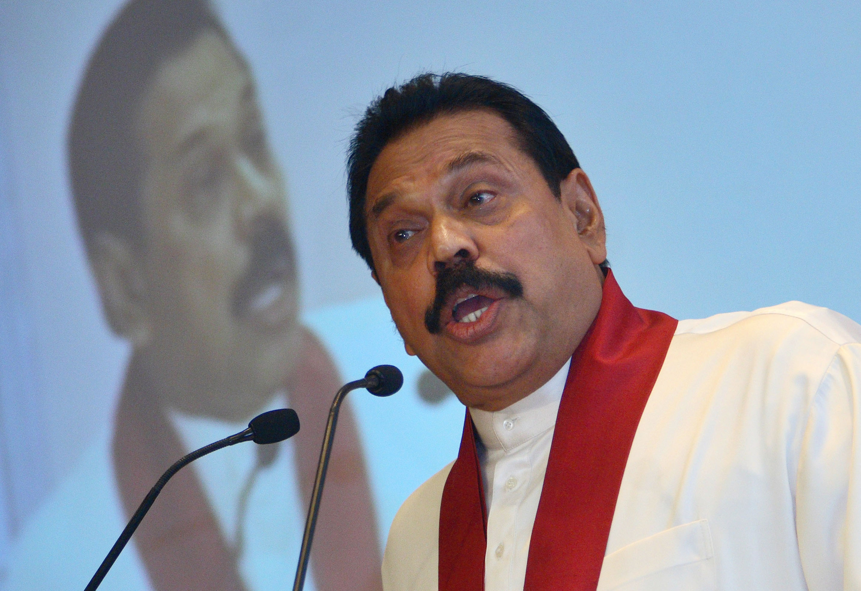 'More avuncular than ogre': Sri Lankan President Mahinda Rajapaksa speaks during the Hindustan Times Leadership Summit in New Delhi in October 2007 | BLOOMBERG