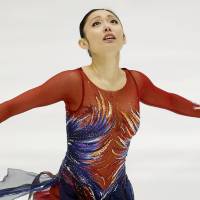 Miko Ando skates to the top of the competition at the Kanto Championships on Monday. | KYODO