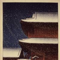 \"Snow at Zojo temple\" (1922) | WATANABE WOODBLOCK ART STORE COLLECTION