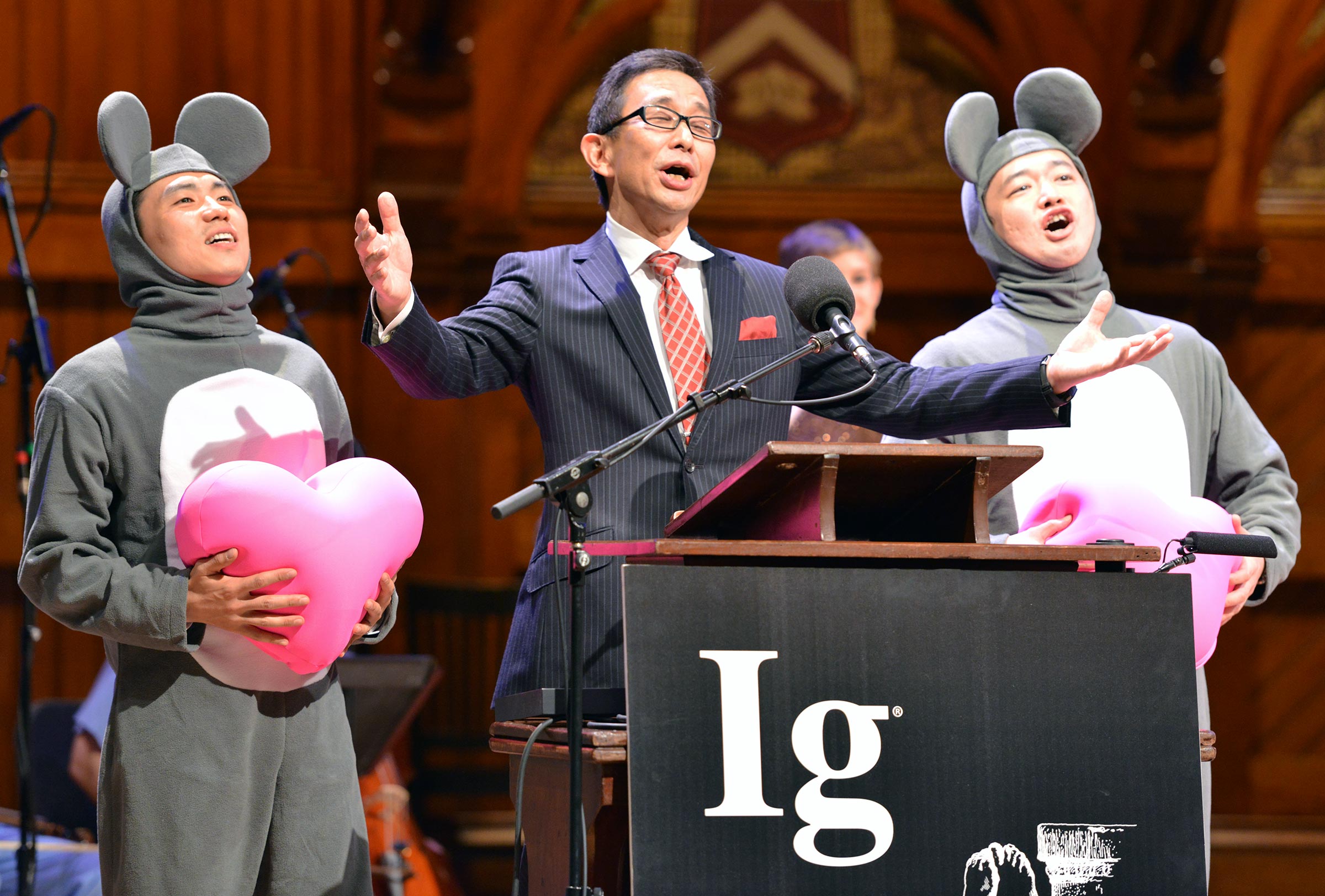 Ig pop: Masanori Niimi and colleagues regale attendees with opera at the Ig Nobel ceremony in Cambridge, Massachusetts, in September. | THE ANNALS OF IMPROBABLE RESEARCH