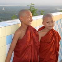 A photo of young monks, taken in Myanmar, whose first cultural festival is being held in Tokyo this weekend. | ROBBIE SWINNERTON