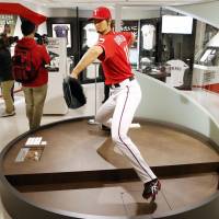 Bearing down: A life-size figure of baseball star Yu Darvish is one of the major items on show at the Space 11 Darvish Museum that opened Monday in Kobe. | KYODO