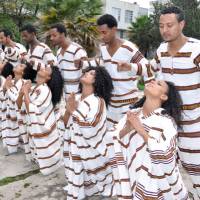 Participants in The Ethiopian National Cultural Troupe, which comes to Japan this month. | AP