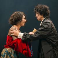 Tainted love: Lady Macbeth (Takako Tokiwa) urges her husband (Shinichi Tsutsumi) to follow his destiny and become king as the three witches prophesied &#8212; not knowing that his succumbing to murderous ambition would lead to their doom. | MASAHIKO YAKOU