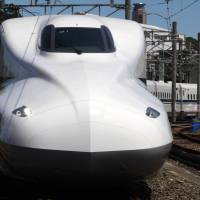 Ready to run: JR Tokai’s N700A bullet train sits at a plant in Hamamatsu, Shizuoka Prefecture, on Aug. 21.   | BLOOMBERG