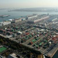 Seaworthy: Tokyo’s Aomi Container Terminal, a major trading hub for the nation, thrives on Dec. 2. Trade deficit soars on fuel import costs