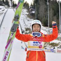 Reason to smile: Sara Takanashi leads the World Cup circuit with a perfect 300 points. | KYODO