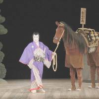 Loaded: Oda Nobutaka (Onoe Kikugoro) leads the cash-laden horse. This special Horse Year kabuki's a real winner
