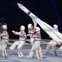 Artists depict a scene from Russian history during the opening ceremony of the 2014 Winter Olympics in Sochi, Russia. | AP