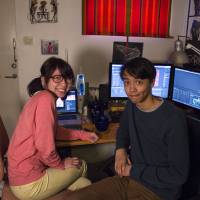 Make Babies\' Olivia Bergstrom (left) and Eric Bradford, two Swedish high-school students, work together on \"Senpai Club,\" a parody of Japanese anime that has taken YouTube by storm. |  © MAKE BABIES