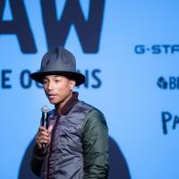 Water wear: Musician and fashion entrepreneur Pharrell Williams at the Feb. 8 New York launch of the Vortex Project to make fabric from plastic waste in the oceans. The first fruit of this will be a line of denim clothing called Raw for the Oceans. | BFA NYC