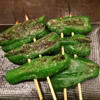 Keeping it green: Grilled peppers are one of many options for meatless eats at a yakitori restaurant. | ANANDA JACOBS