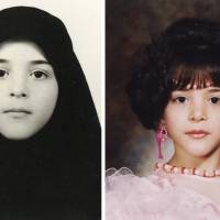 Left: Sahel during her days in the orphanage in Iran. Right: Sahel has her photo taken at a studio on the day she left the institution.  | COURTESY OF SAHEL ROSA