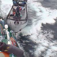 Dangerous waters: Japanese whaling vessel Yushin Maru No. 3 (left) and Sea Shepherd\'s the Bob Barker collide in the remote, icy seas off Antarctica in this photo provided by the Institute of Cetacean Research dated Sunday. | THE INSTITUTE OF CETACEAN RESEARCH/AP