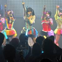 Full steam ahead: The all-female pop idol group Steam Girls dances at the Pasela Resorts Akiba entertainment complex in Tokyo\'s Akihabara district on Jan. 18. | YOSHIAKI MIURA