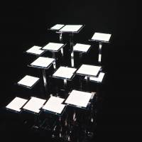 Art meets technology: Philips displays a funky, multipanel OLED lamp at a lighting exhibition held at Tokyo Big Sight in January. | KAZUAKI NAGATA