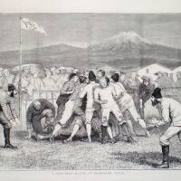 History in the making: An illustration published in April 1874 in The Graphic magazine depicting \"a foot-ball match between Englishmen and Scotchmen near the city of Yokohama in Japan.\"h | COURTESY OF MIKE GALBRAIT