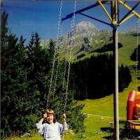 Growing up: Then 6-year-old Haruka Christine enjoys a swinging outside in her native Switzerland. | YOSHIAKI MIURA