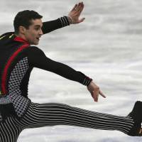 Best foot forward: Javier Fernandez performs during the figure skating world championships on Wednesday. | AP