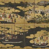 Screens depicting Europeans in Japan, an Important Cultural Property (Azuchi-Momoyama Period-Edo Period 16th century)  | PRIVATE COLLECTION