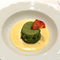 Ostü\'s spinach sformata with crispy tomato skin and cheese sauce | ROBBIE SWINNERTON