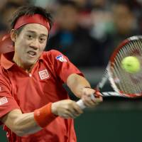 Big loss: Japan No. 1 Kei Nishikori will miss his country\'s David Cup quarterfinal against the Czech Republic this weekend because of injury. | AFP-JIJI